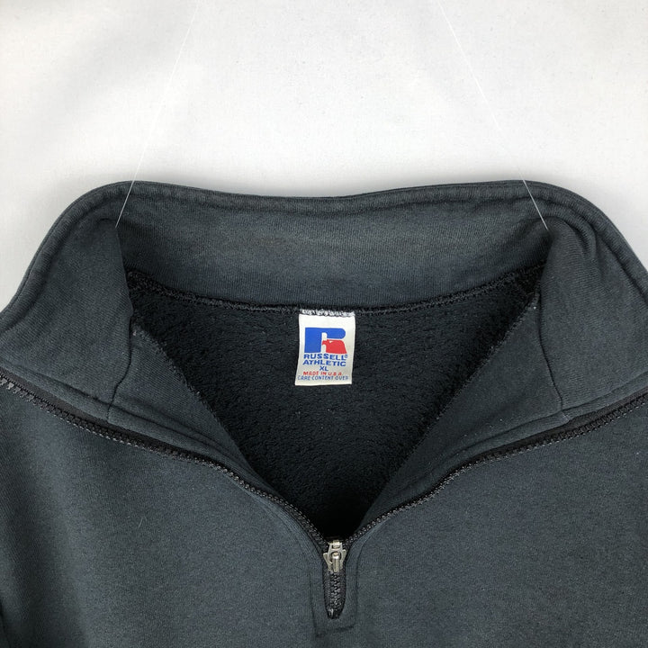 90'S Russell Half-Zip Sweatshirt, Made in USA, Men's XL, Vintage cotton black type Vintage Second Hand