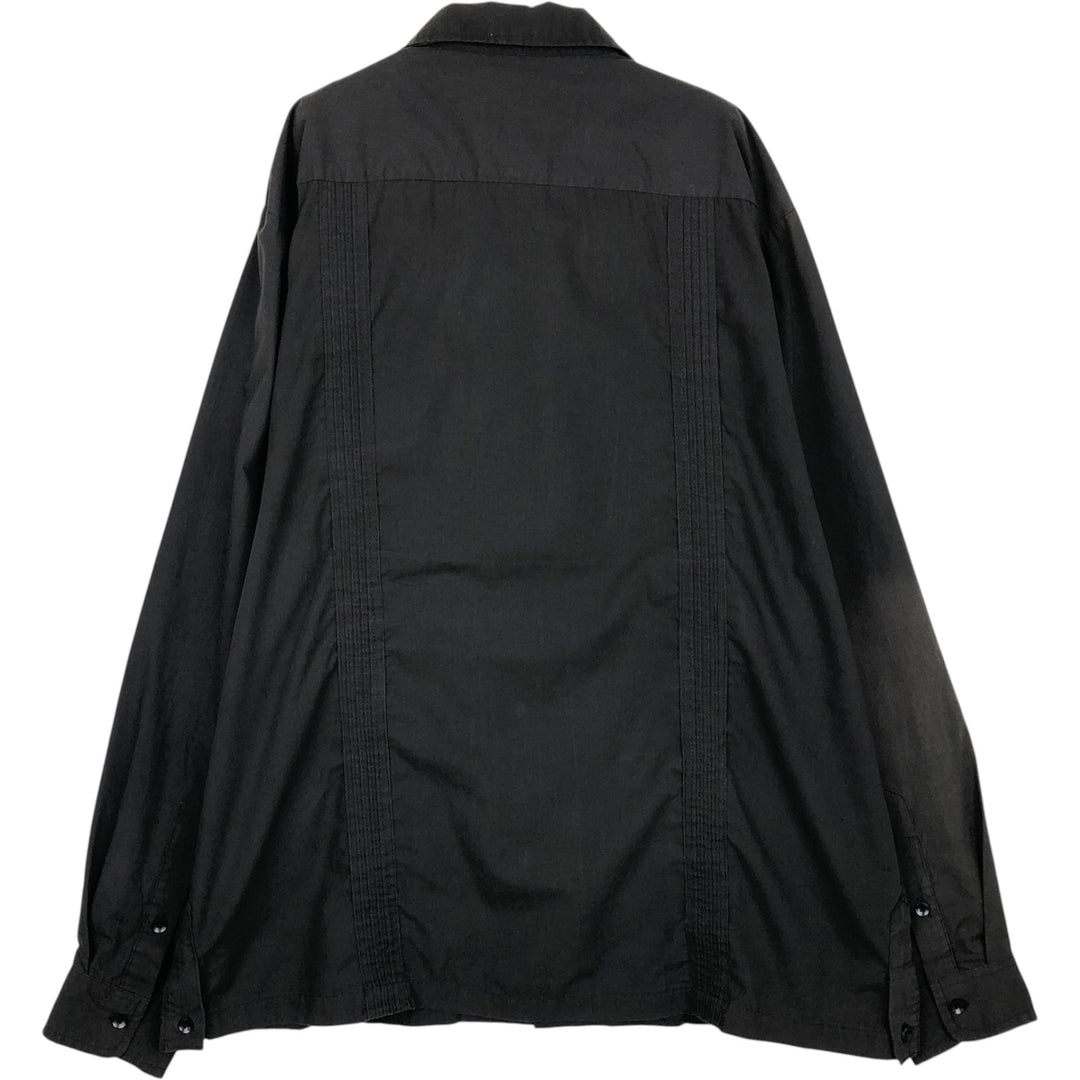 Maximos Open Collar Long Sleeve Mexican Shirt Cuban Shirt Box Shirt Men's XL Equivalent polyester black type Vintage Second Hand