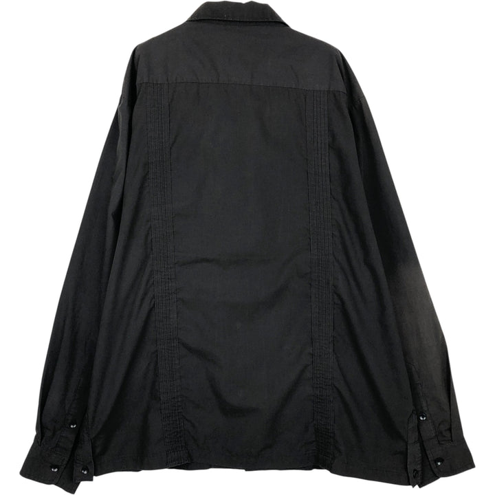 Maximos Open Collar Long Sleeve Mexican Shirt Cuban Shirt Box Shirt Men's XL Equivalent polyester black type Vintage Second Hand
