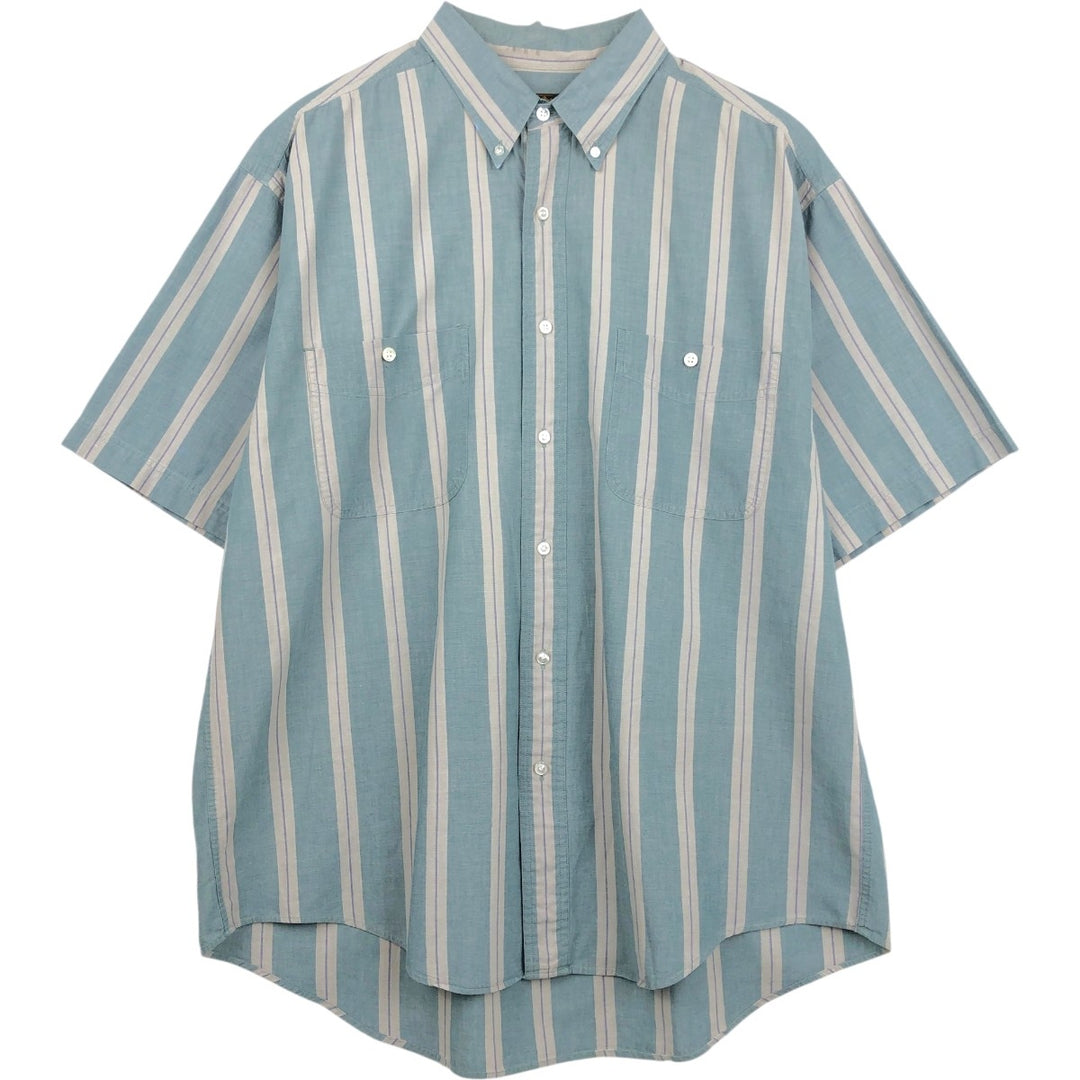 80s-90'S Eddie Bauer Black Tag Short-Sleeve Button-Down Striped Shirt, Men's XL (approx.) Vintage cotton blue type Vintage Second Hand
