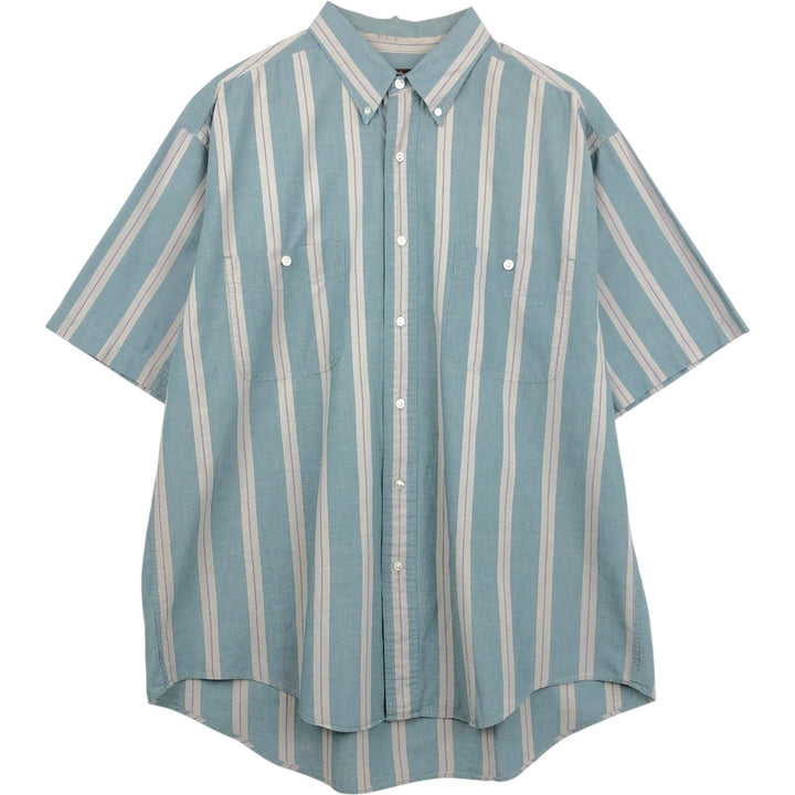 80s-90'S Eddie Bauer Black Tag Short-Sleeve Button-Down Striped Shirt, Men's XL (approx.) Vintage cotton blue type Vintage Second Hand