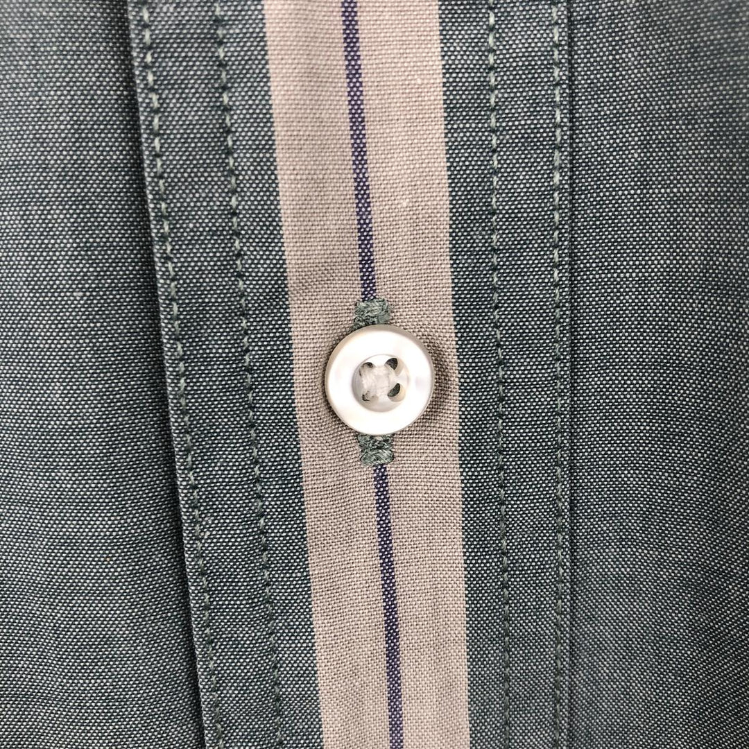 80s-90'S Eddie Bauer Black Tag Short-Sleeve Button-Down Striped Shirt, Men's XL (approx.) Vintage cotton blue type Vintage Second Hand