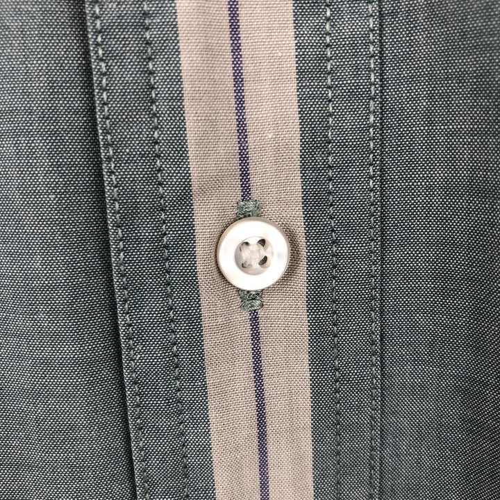 80s-90'S Eddie Bauer Black Tag Short-Sleeve Button-Down Striped Shirt, Men's XL (approx.) Vintage cotton blue type Vintage Second Hand