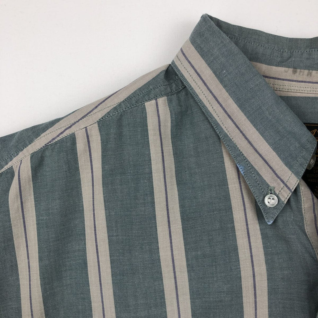 80s-90'S Eddie Bauer Black Tag Short-Sleeve Button-Down Striped Shirt, Men's XL (approx.) Vintage cotton blue type Vintage Second Hand