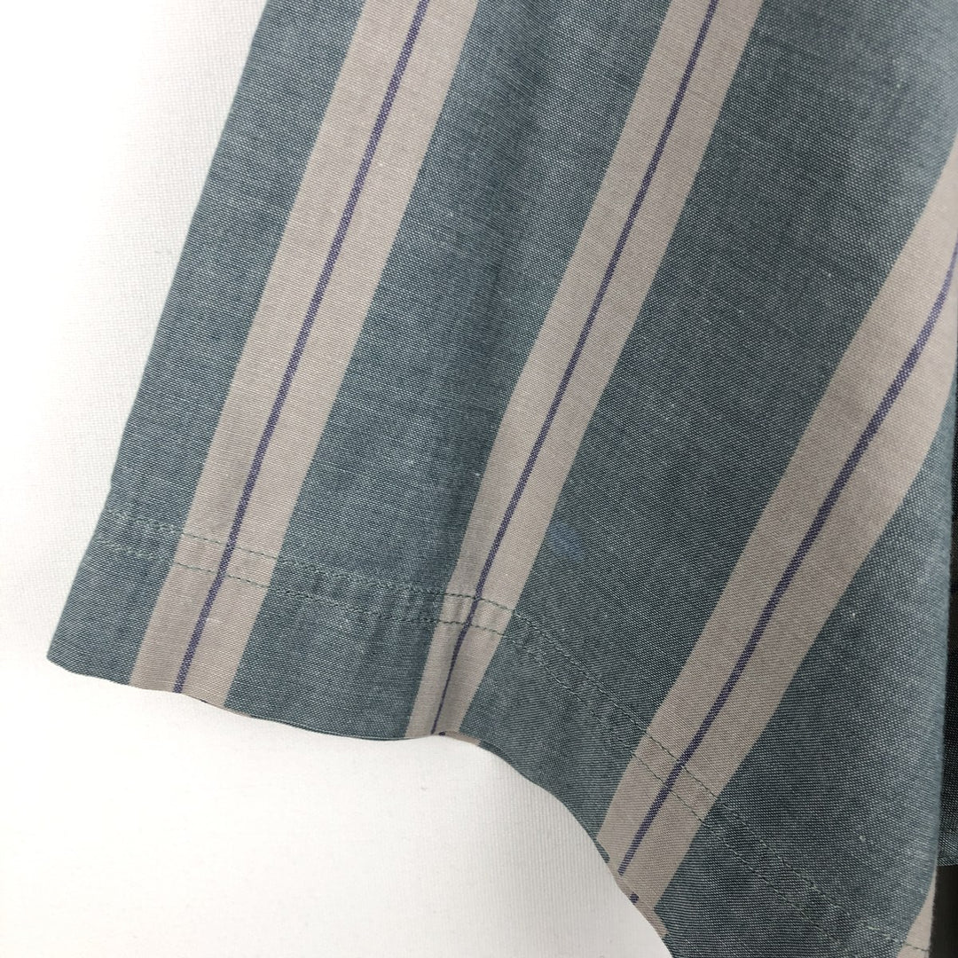 80s-90'S Eddie Bauer Black Tag Short-Sleeve Button-Down Striped Shirt, Men's XL (approx.) Vintage cotton blue type Vintage Second Hand