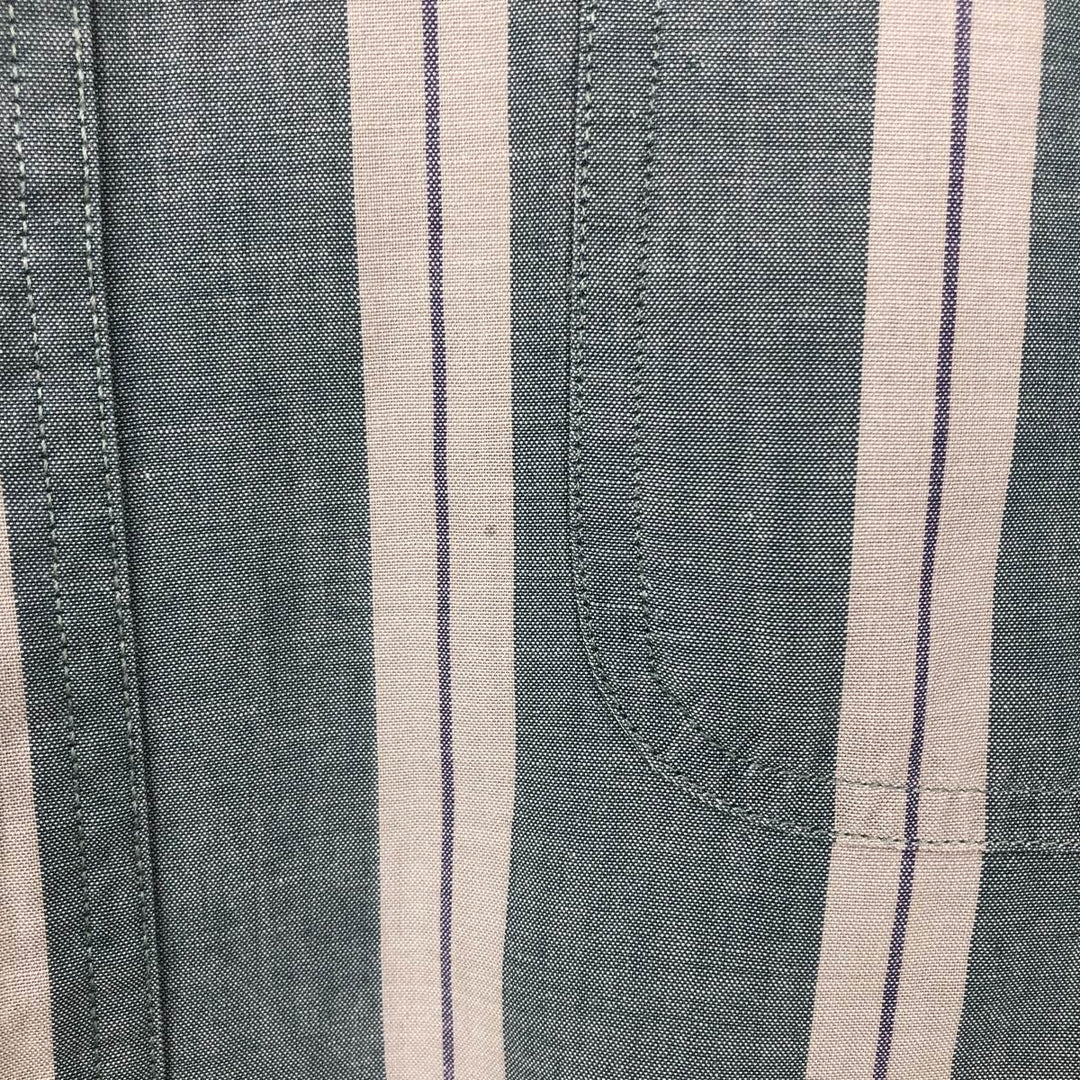 80s-90'S Eddie Bauer Black Tag Short-Sleeve Button-Down Striped Shirt, Men's XL (approx.) Vintage cotton blue type Vintage Second Hand