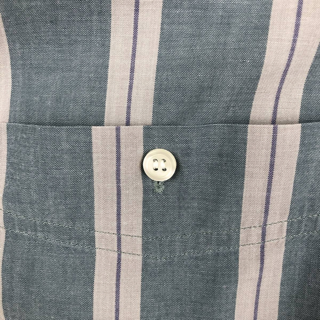 80s-90'S Eddie Bauer Black Tag Short-Sleeve Button-Down Striped Shirt, Men's XL (approx.) Vintage cotton blue type Vintage Second Hand