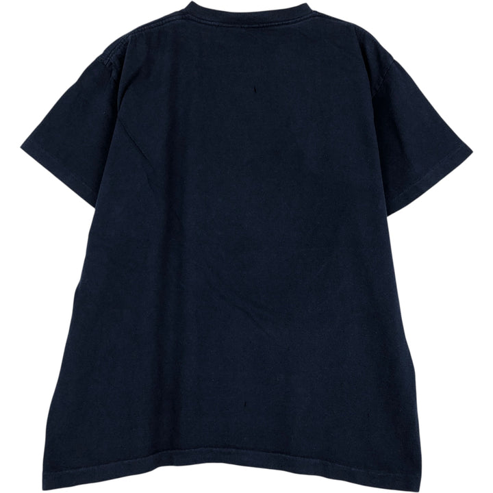90'S Liz Claiborne Liz Wear Short Sleeve Printed T-Shirt, Made in USA, Men's Size L, Vintage cotton navy blue type Vintage Second Hand