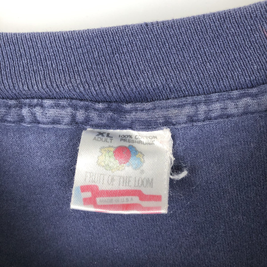 90'S Fruit of the Loom printed T-shirt, made in the USA, men's XL size, vintage cotton navy blue type Vintage Second Hand