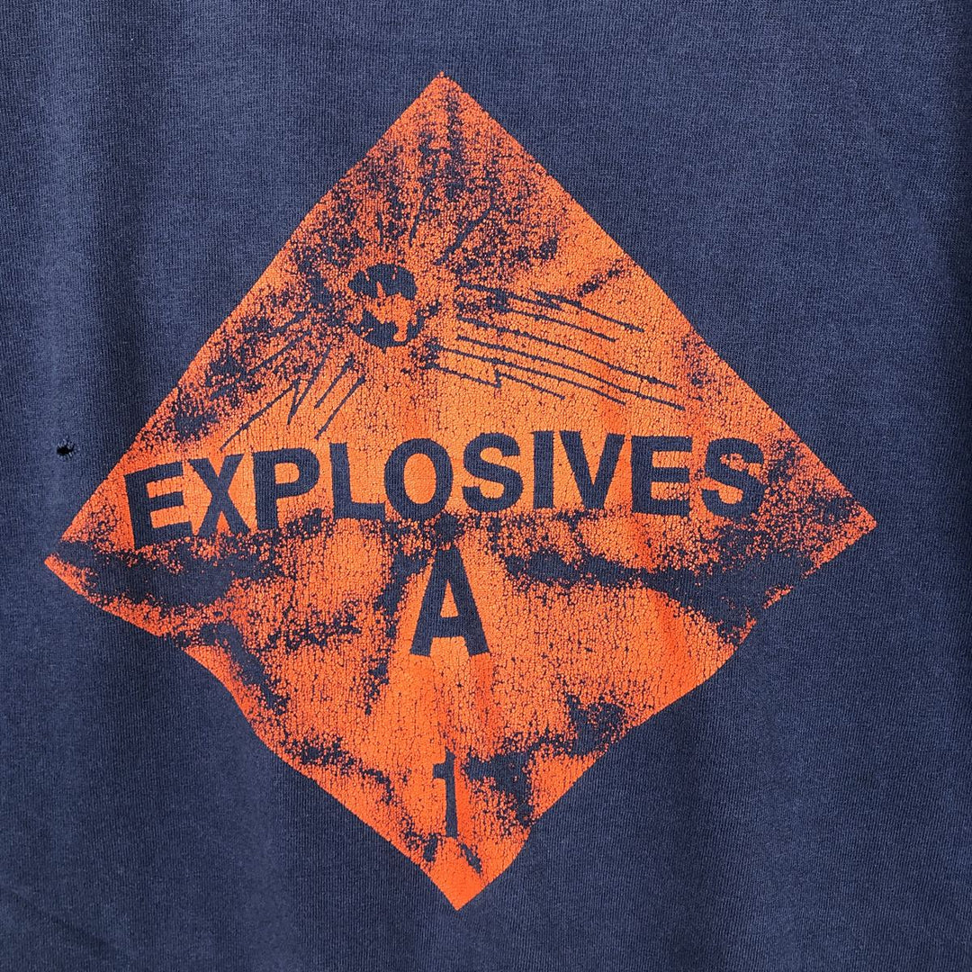 90'S Fruit of the Loom printed T-shirt, made in the USA, men's XL size, vintage cotton navy blue type Vintage Second Hand