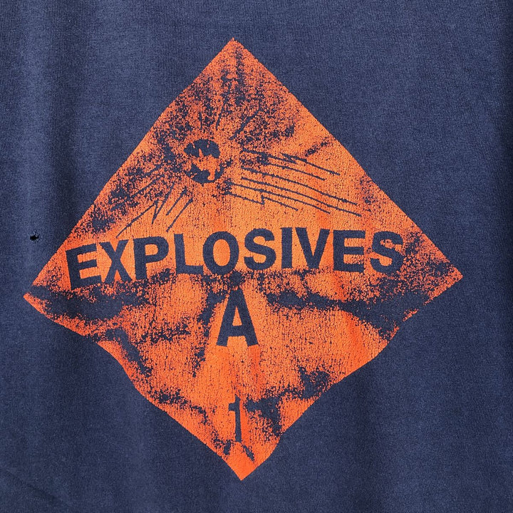 90'S Fruit of the Loom printed T-shirt, made in the USA, men's XL size, vintage cotton navy blue type Vintage Second Hand