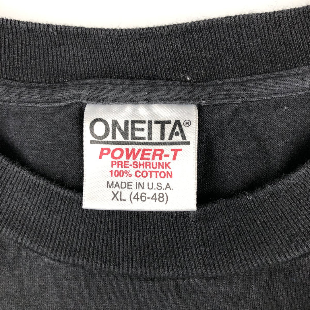 90'S ONEITA POWER-T Printed T-shirt Made in USA Men's XL Vintage cotton black type Vintage Second Hand
