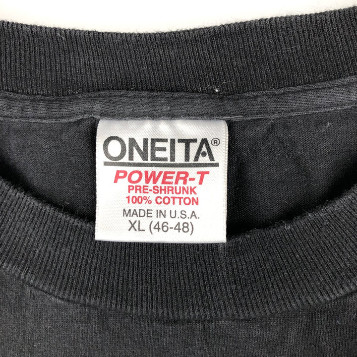 90'S ONEITA POWER-T Printed T-shirt Made in USA Men's XL Vintage cotton black type Vintage Second Hand