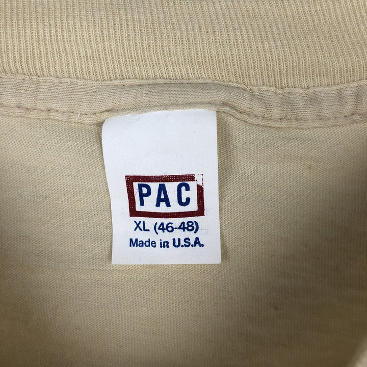 Vintage 1980'S PAC College T-Shirt, Made in USA, Men's XL polyester Beige type Vintage Second Hand