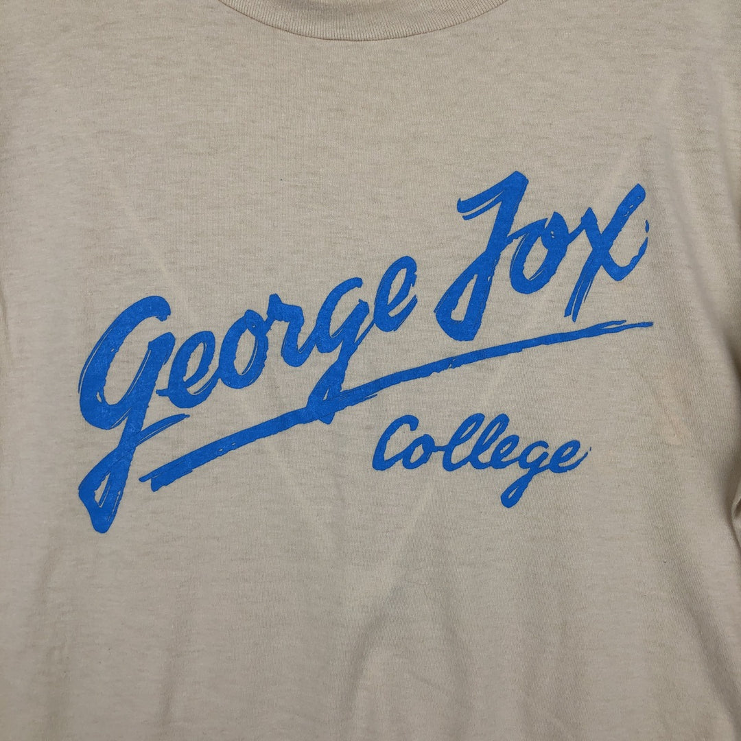Vintage 1980'S PAC College T-Shirt, Made in USA, Men's XL polyester Beige type Vintage Second Hand