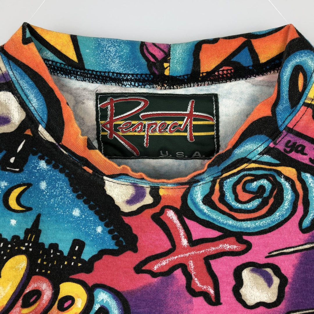 Mammoth All-Over Print T-Shirt, Made in USA, Men's Size L cotton pink type Vintage Second Hand