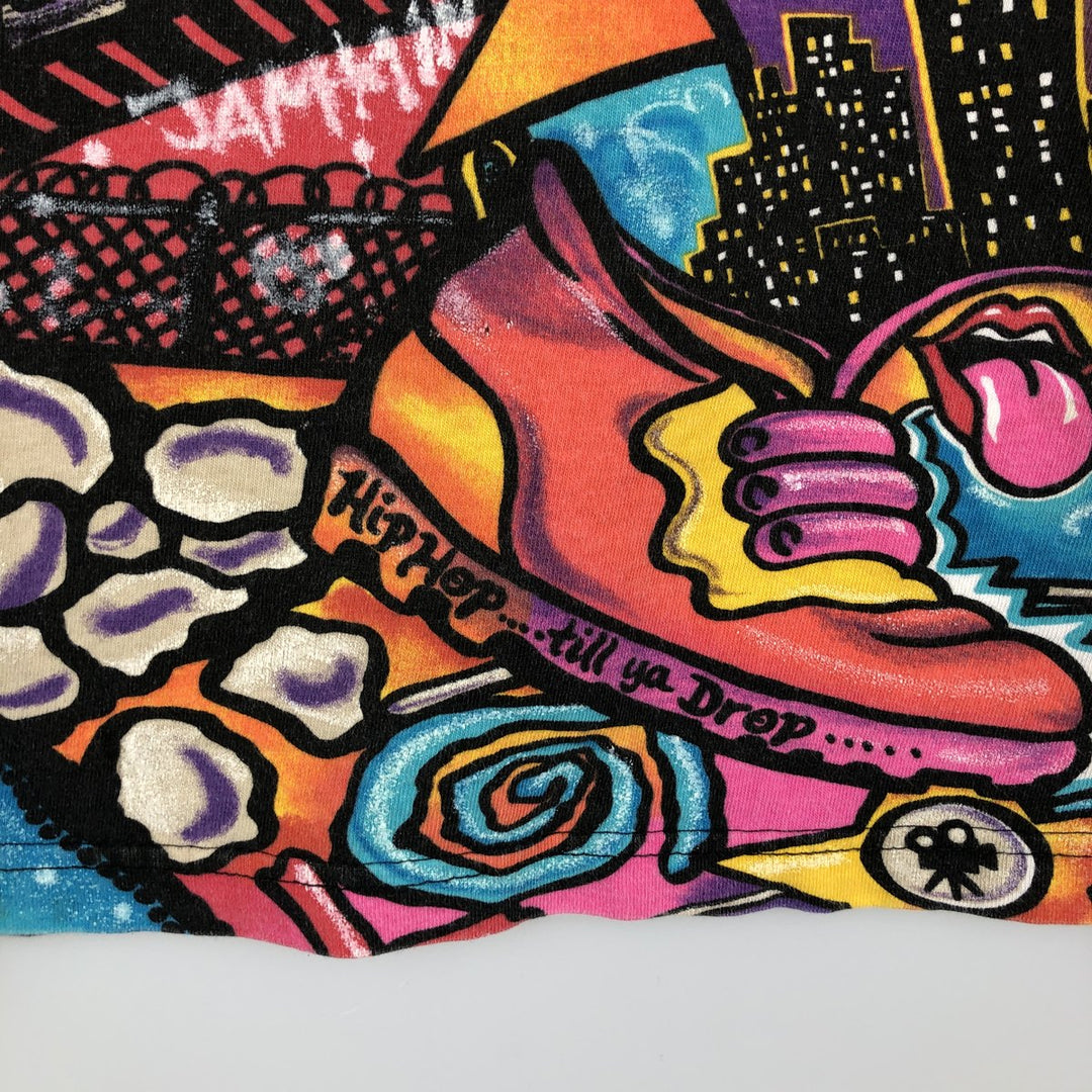 Mammoth All-Over Print T-Shirt, Made in USA, Men's Size L cotton pink type Vintage Second Hand