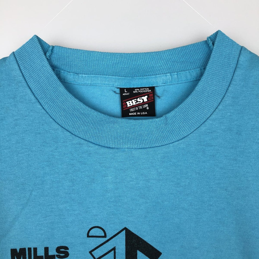 Vintage 90'S Fruit of the Loom Fleet Farm advertising T-shirt, Made in USA, Men's Size Large cotton Blue type light blue Vintage Second Hand