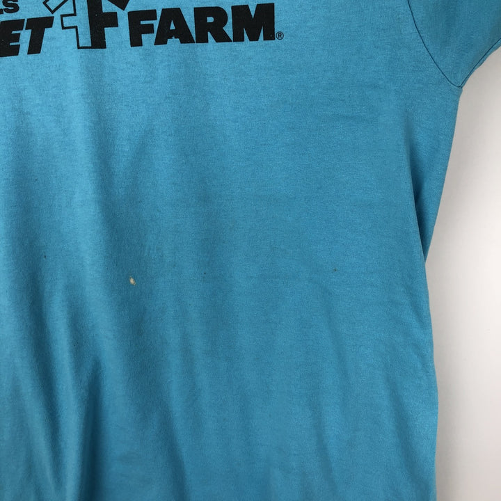 Vintage 90'S Fruit of the Loom Fleet Farm advertising T-shirt, Made in USA, Men's Size Large cotton Blue type light blue Vintage Second Hand