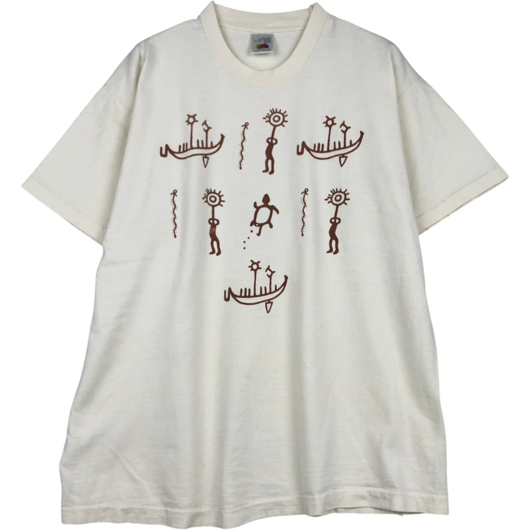 Fruit of the Loom Print T-Shirt, Made in Canada, Men's XL cotton white type Vintage Second Hand