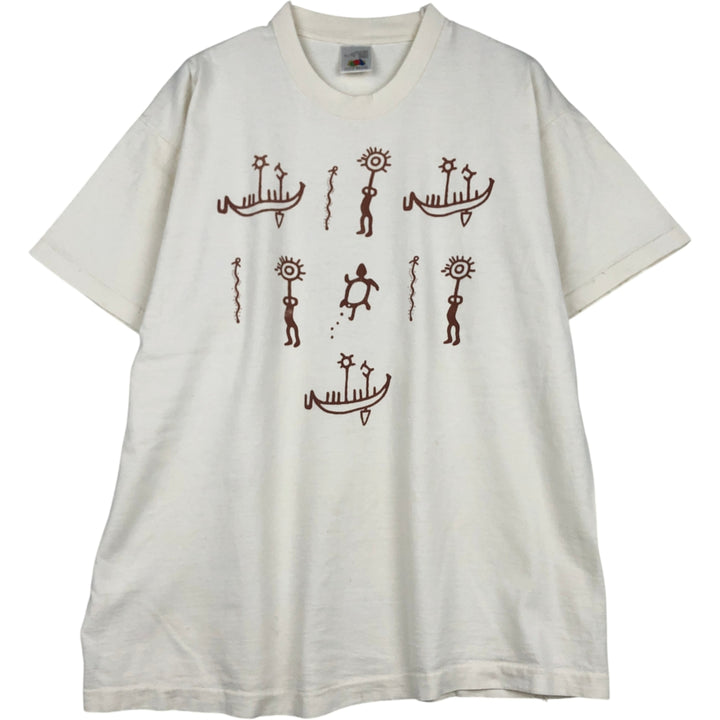 Fruit of the Loom Print T-Shirt, Made in Canada, Men's XL cotton white type Vintage Second Hand
