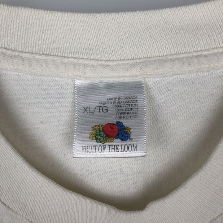 Fruit of the Loom Print T-Shirt, Made in Canada, Men's XL cotton white type Vintage Second Hand