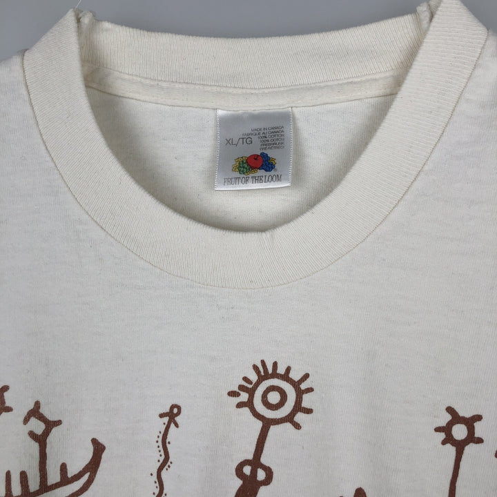 Fruit of the Loom Print T-Shirt, Made in Canada, Men's XL cotton white type Vintage Second Hand