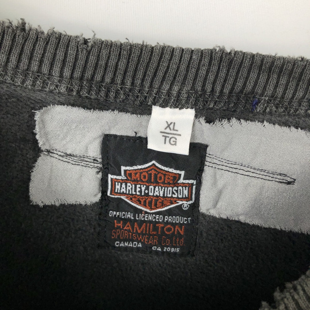 Harley-Davidson advertising sweatshirt, made in Canada, men's size XL equivalent. cotton Charcoal Vintage Second Hand