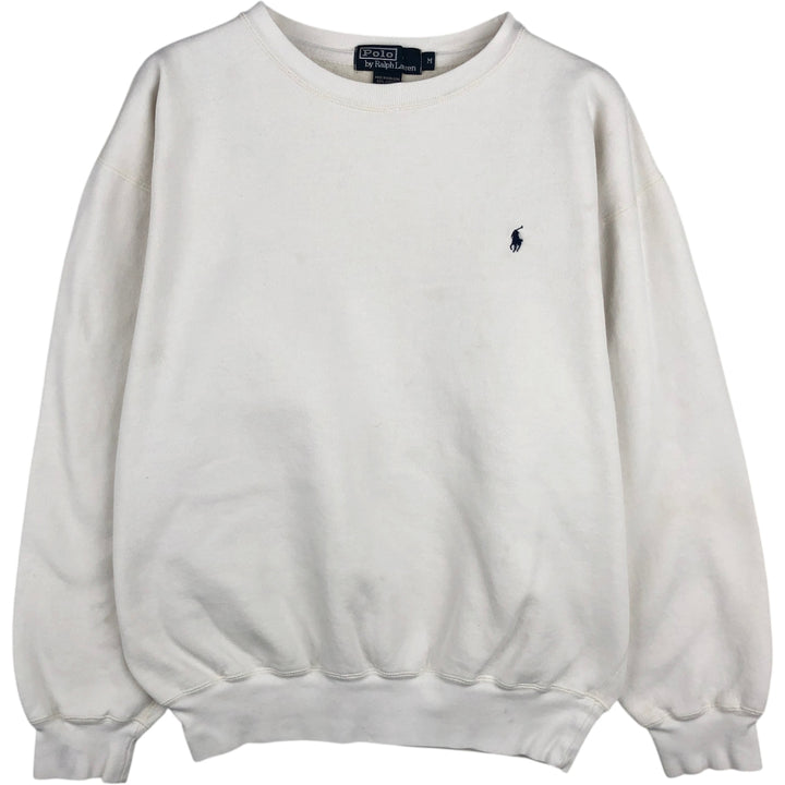 Ralph Lauren POLO by Ralph Lauren One Point Logo Sweatshirt Trainer Men's M size cotton white type Vintage Second Hand