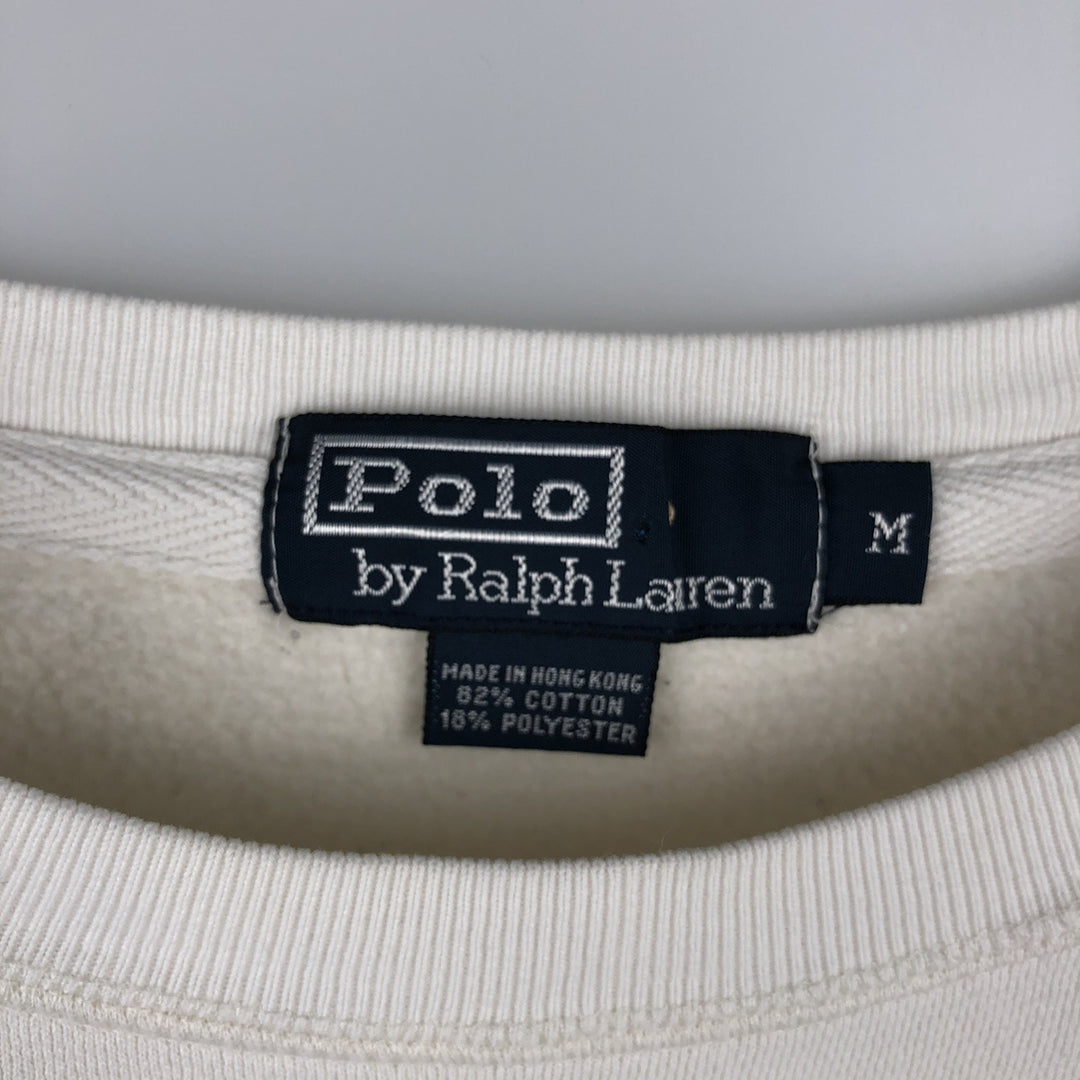Ralph Lauren POLO by Ralph Lauren One Point Logo Sweatshirt Trainer Men's M size cotton white type Vintage Second Hand