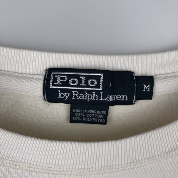 Ralph Lauren POLO by Ralph Lauren One Point Logo Sweatshirt Trainer Men's M size cotton white type Vintage Second Hand
