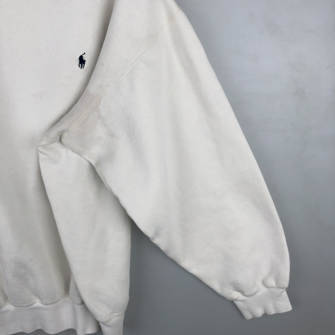 Ralph Lauren POLO by Ralph Lauren One Point Logo Sweatshirt Trainer Men's M size cotton white type Vintage Second Hand