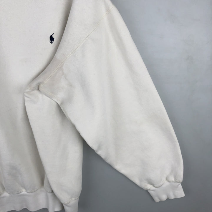Ralph Lauren POLO by Ralph Lauren One Point Logo Sweatshirt Trainer Men's M size cotton white type Vintage Second Hand