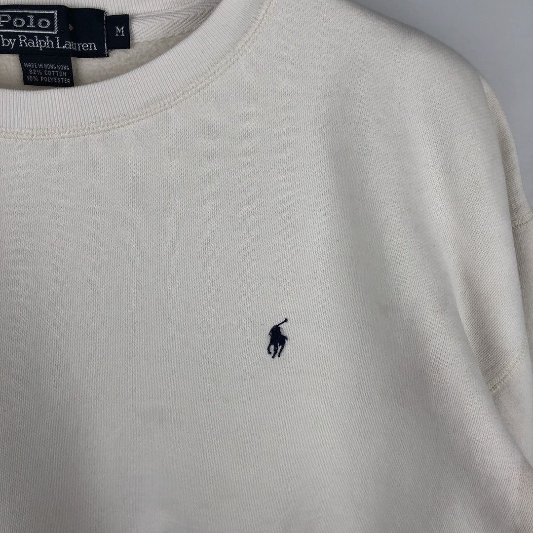 Ralph Lauren POLO by Ralph Lauren One Point Logo Sweatshirt Trainer Men's M size cotton white type Vintage Second Hand