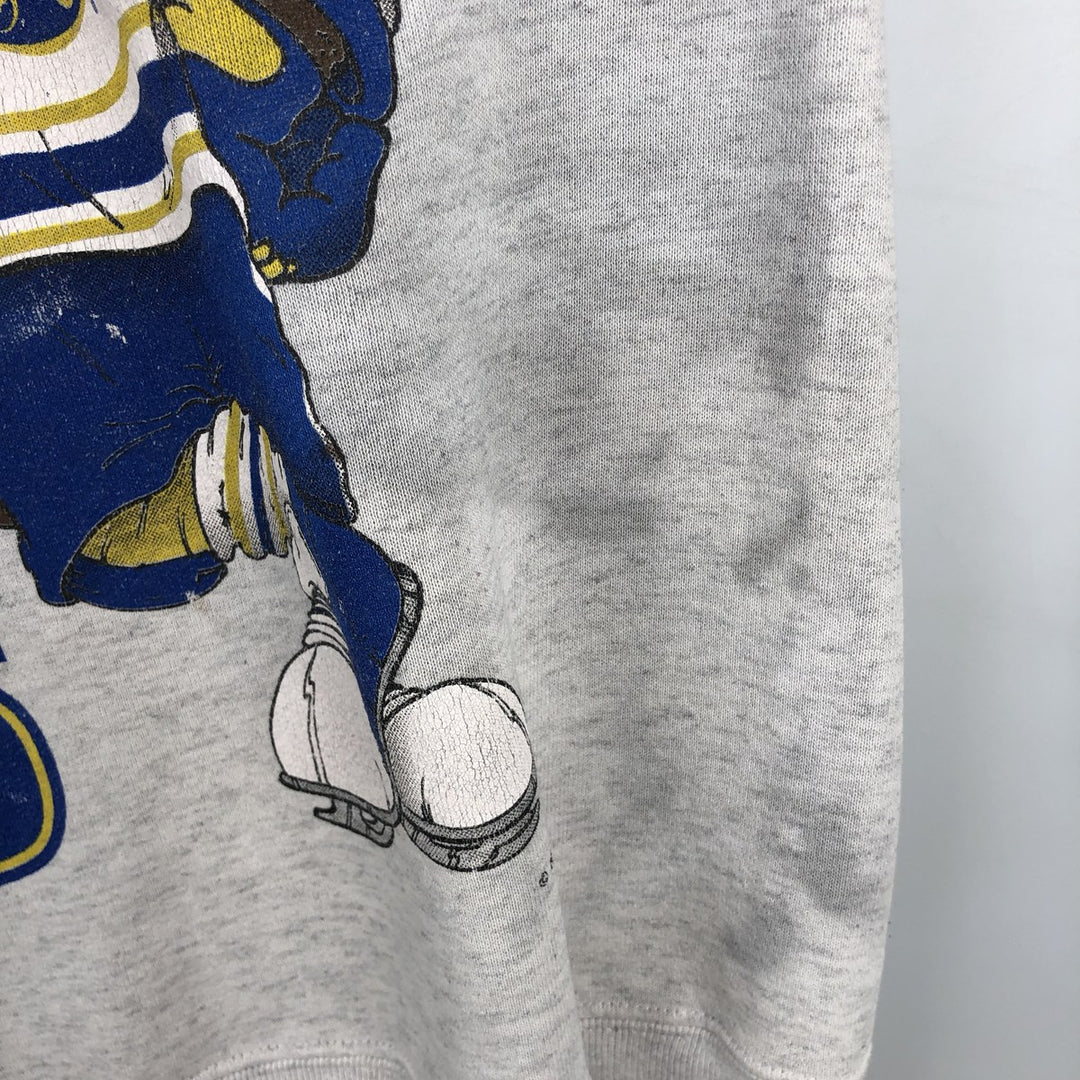 90'S Nutmeg NHL Buffalo Sabres College Character Sweatshirt, Made in USA, Men's Size L unclear gray type Vintage Second Hand