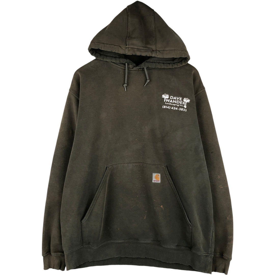 Carhartt Advertising Sweatshirt Pullover Hoodie, Men's XL cotton Khaki type Vintage Second Hand