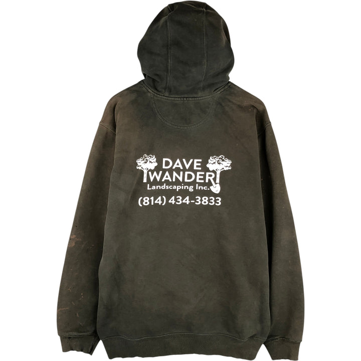 Carhartt Advertising Sweatshirt Pullover Hoodie, Men's XL cotton Khaki type Vintage Second Hand