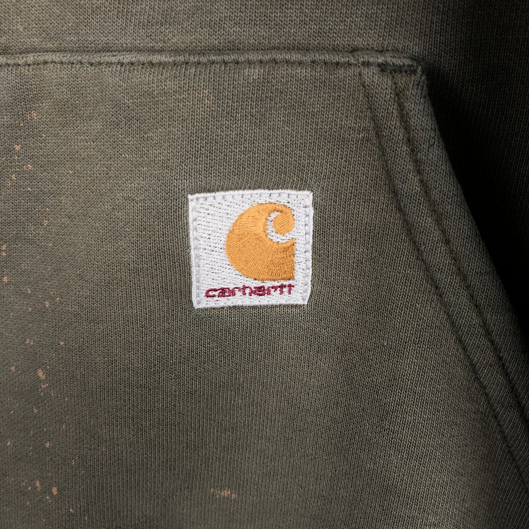 Carhartt Advertising Sweatshirt Pullover Hoodie, Men's XL cotton Khaki type Vintage Second Hand