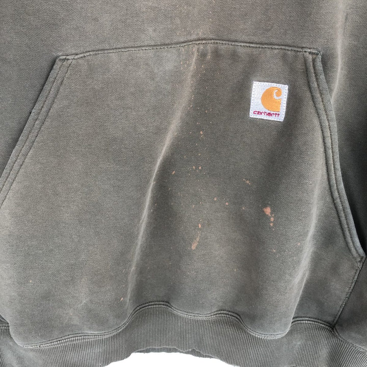 Carhartt Advertising Sweatshirt Pullover Hoodie, Men's XL cotton Khaki type Vintage Second Hand