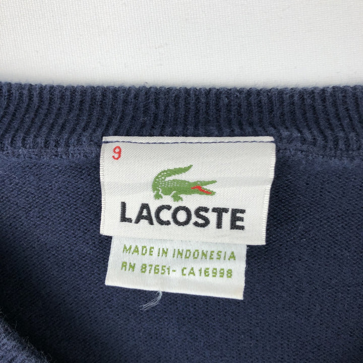 Oversized Lacoste V-neck cotton knit sweater, size 9, men's XXXL cotton navy blue type Vintage Second Hand