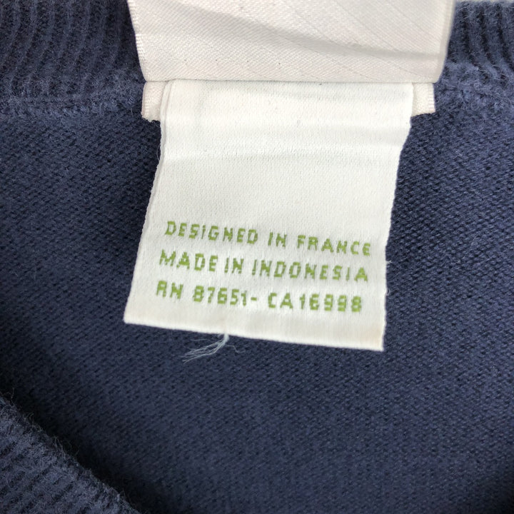 Oversized Lacoste V-neck cotton knit sweater, size 9, men's XXXL cotton navy blue type Vintage Second Hand