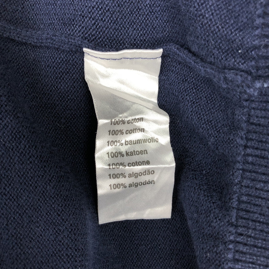 Oversized Lacoste V-neck cotton knit sweater, size 9, men's XXXL cotton navy blue type Vintage Second Hand