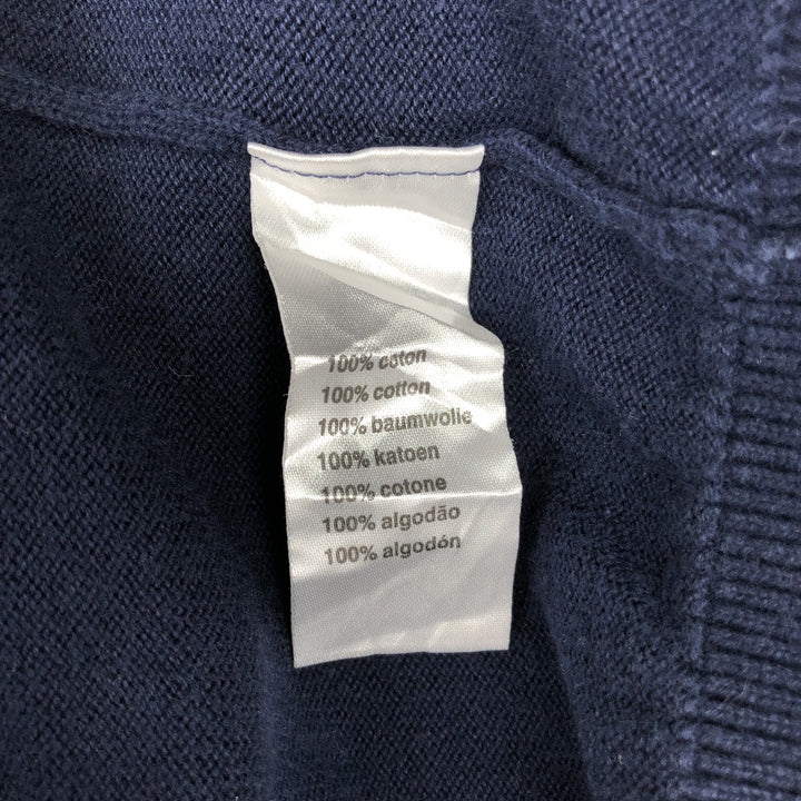 Oversized Lacoste V-neck cotton knit sweater, size 9, men's XXXL cotton navy blue type Vintage Second Hand