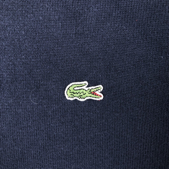 Oversized Lacoste V-neck cotton knit sweater, size 9, men's XXXL cotton navy blue type Vintage Second Hand