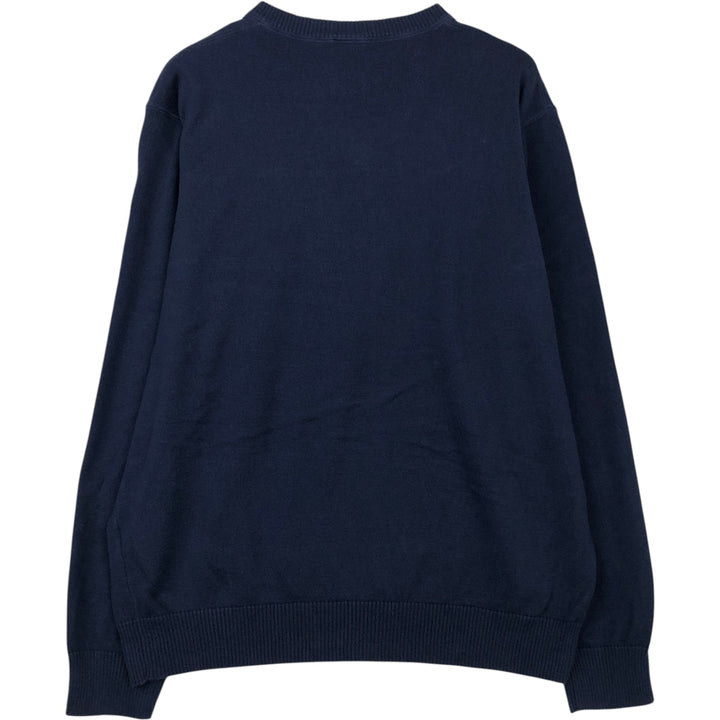 Lacoste V-neck cotton knit sweater, size 6, men's XL cotton navy blue type Vintage Second Hand