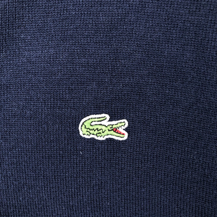 Lacoste V-neck cotton knit sweater, size 6, men's XL cotton navy blue type Vintage Second Hand
