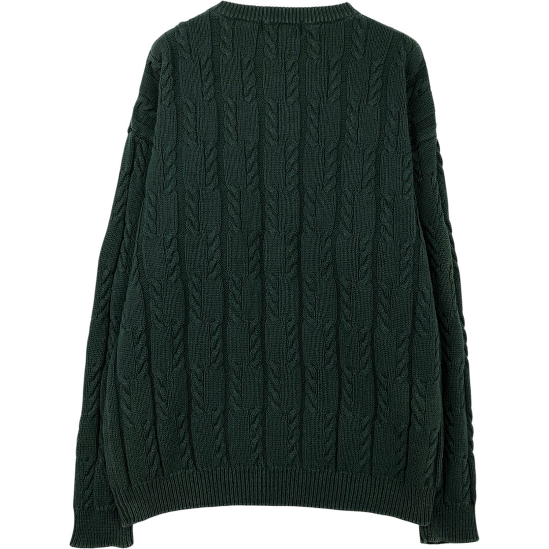 Ralph Lauren Chaps cable knit cotton sweater, men's size XL cotton green type Vintage Second Hand