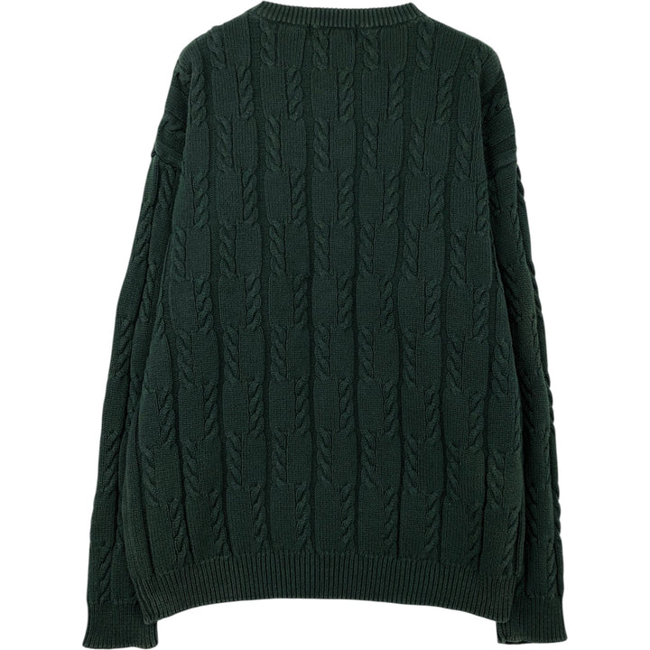 Ralph Lauren Chaps cable knit cotton sweater, men's size XL cotton green type Vintage Second Hand