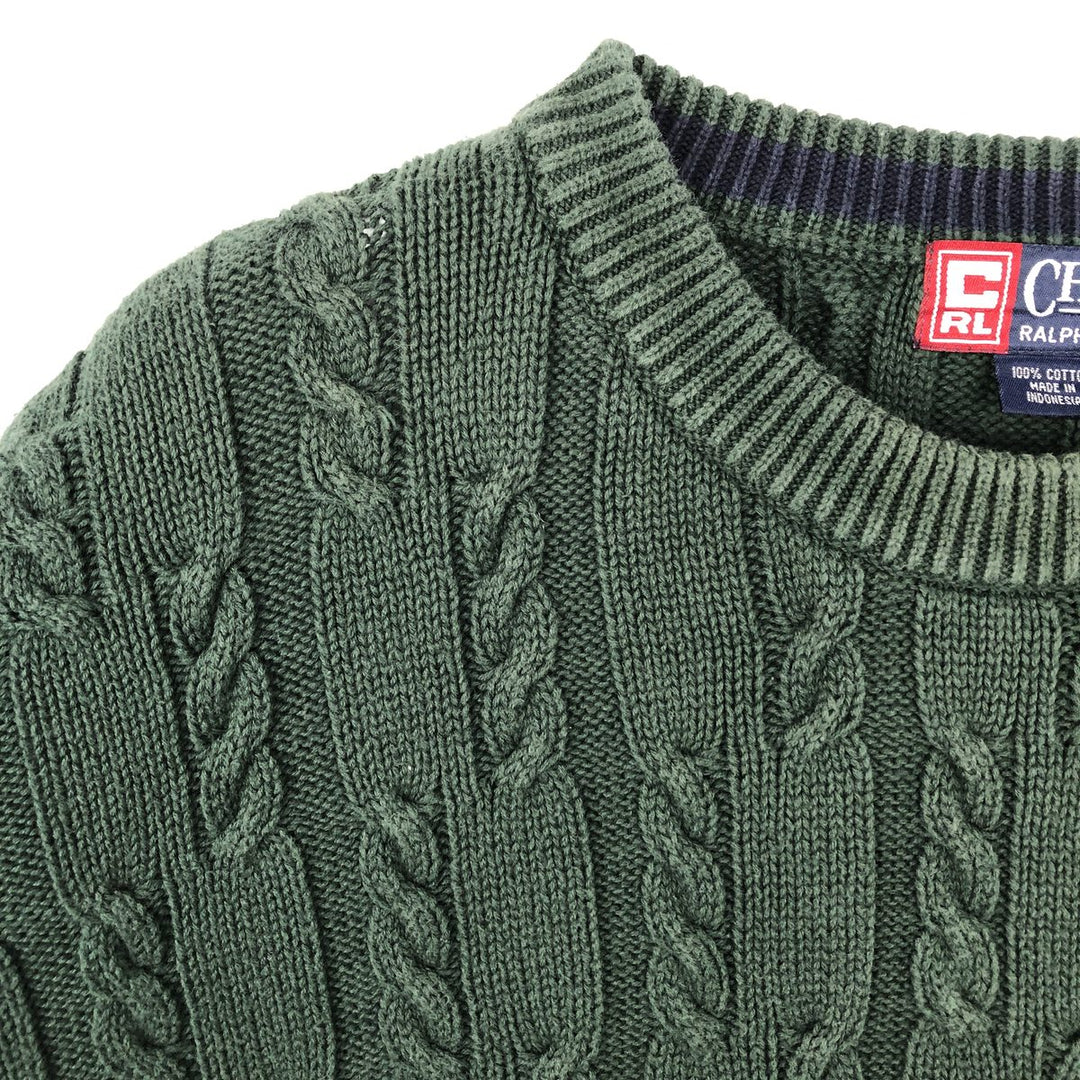 Ralph Lauren Chaps cable knit cotton sweater, men's size XL cotton green type Vintage Second Hand