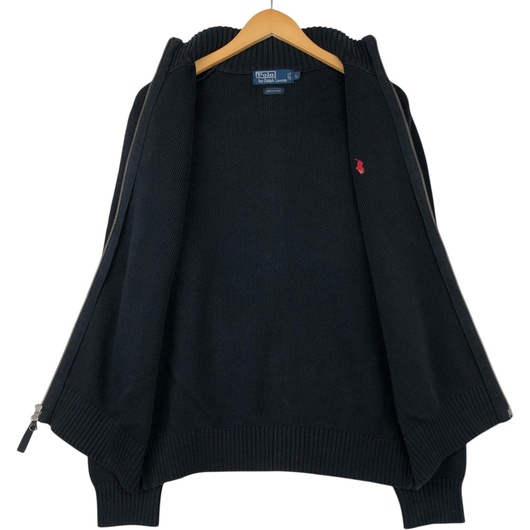 Ralph Lauren POLO by Ralph Lauren Driver's Knit Sweater, Men's L size cotton black type Vintage Second Hand
